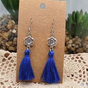 2/$12 blue tassle earrings
